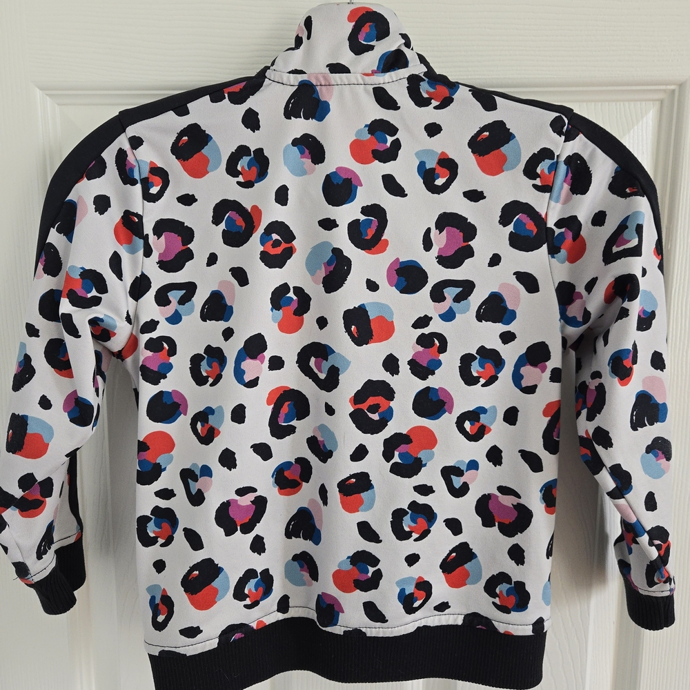 Hanna Andersson Black And White Colorful Leopard Print Track Jacket Size 5 - Picture 4 of 5